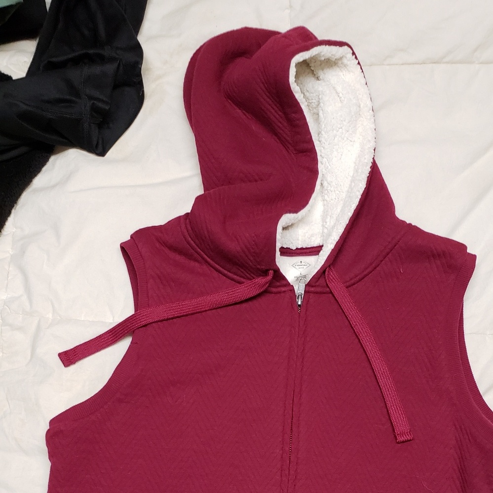 Hooded sherpa lined cloth vest